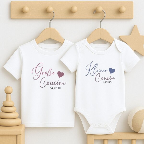 Cousinen Shirts - Große/Kleine Cousine & Großer/Kleiner Cousin - Elegant