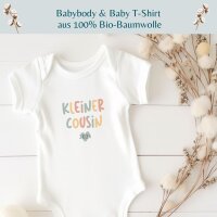 Cousinen Shirts - Große/Kleine Cousine & Großer/Kleiner Cousin - Bunte Buchstaben