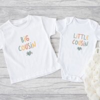 Cousinen Shirts - Große/Kleine Cousine & Großer/Kleiner Cousin - Bunte Schrift