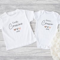 Cousinen Shirts - Große/Kleine Cousine & Großer/Kleiner Cousin - Herzen