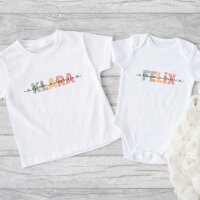 Cousinen Shirts - Große/Kleine Cousine & Großer/Kleiner Cousin - Bunter Namen