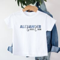 Cousinen Shirts - Große/Kleine Cousine & Großer/Kleiner Cousin - Blau/rosa Schrift