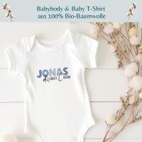 Cousinen Shirts - Große/Kleine Cousine & Großer/Kleiner Cousin - Blau/rosa Schrift