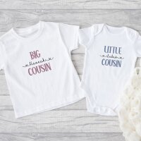 Cousinen Shirts - Große/Kleine Cousine & Großer/Kleiner Cousin - Big/Little Cousin blau/rosa