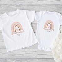 Geschwister Outfit - Große/Kleine Schwester & Großer/Kleiner Bruder - Rosa Regenbogen