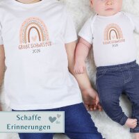 Geschwister Outfit - Große/Kleine Schwester & Großer/Kleiner Bruder - Rosa Regenbogen