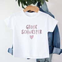 Geschwister Outfit - Große/Kleine Schwester & Großer/Kleiner Bruder - Rosa/blaue Schrift
