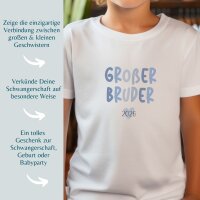Geschwister Outfit - Große/Kleine Schwester & Großer/Kleiner Bruder - Rosa/blaue Schrift