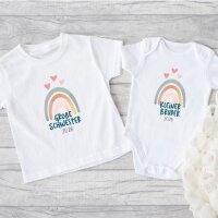 Geschwister Outfit - Große/Kleine Schwester & Großer/Kleiner Bruder - Bunter Regenbogen
