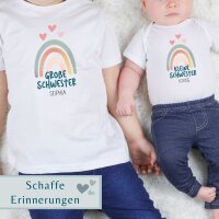 Geschwister Outfit - Große/Kleine Schwester & Großer/Kleiner Bruder - Bunter Regenbogen